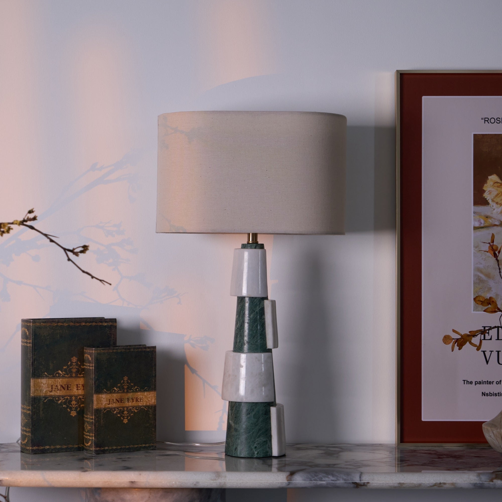 Obelisk Stacked Marble Table Lamp