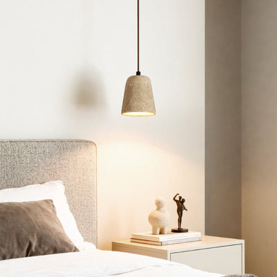 Earthy Travertine Cone Pendant Light