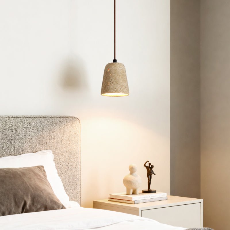 Earthy Travertine Cone Pendant Light