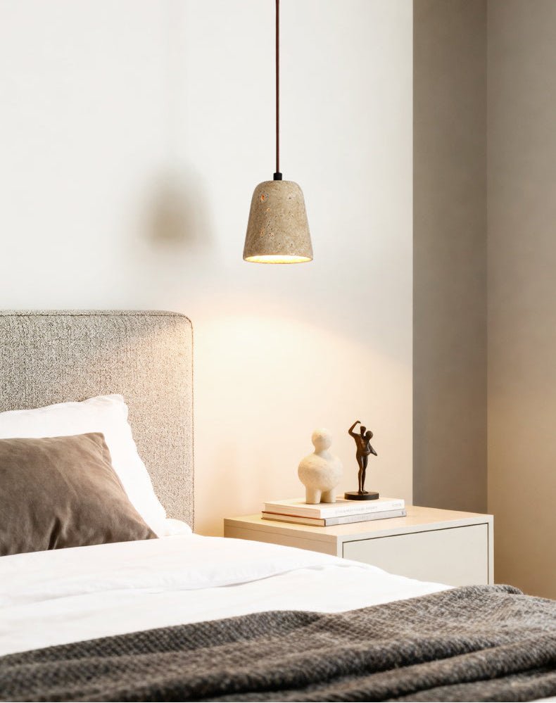 Earthy Travertine Cone Pendant Light