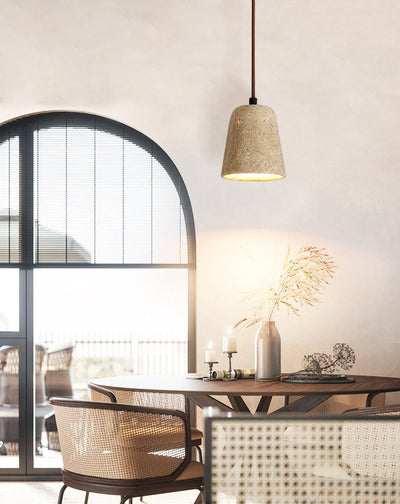 Earthy Travertine Cone Pendant Light