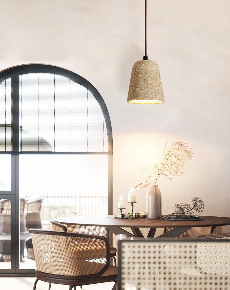 Earthy Travertine Cone Pendant Light