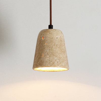 Earthy Travertine Cone Pendant Light