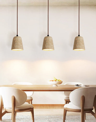 Earthy Travertine Cone Pendant Light