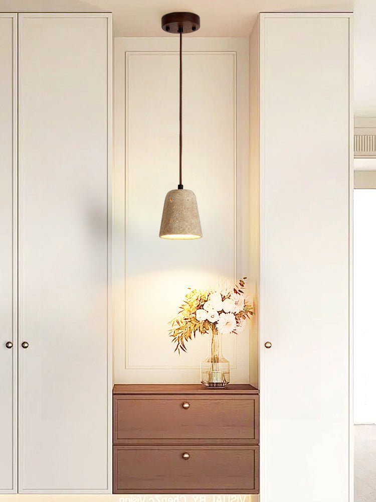 Earthy Travertine Cone Pendant Light