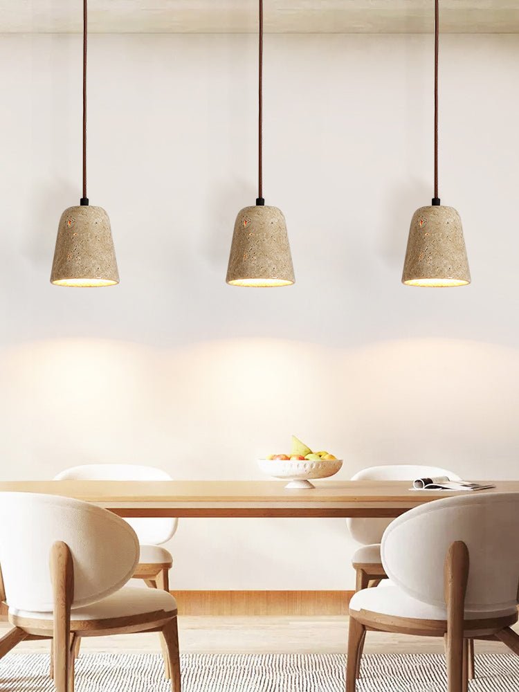 Earthy Travertine Cone Pendant Light