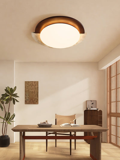 Noraaine Arc-Rim Travertine Ceiling Light