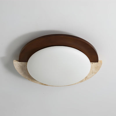 Noraaine Arc-Rim Travertine Ceiling Light