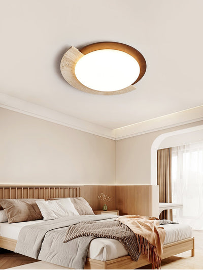 Noraaine Arc-Rim Travertine Ceiling Light