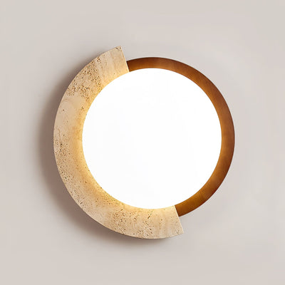 Noraaine Arc-Rim Travertine Ceiling Light