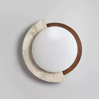 Noraaine Arc-Rim Travertine Ceiling Light