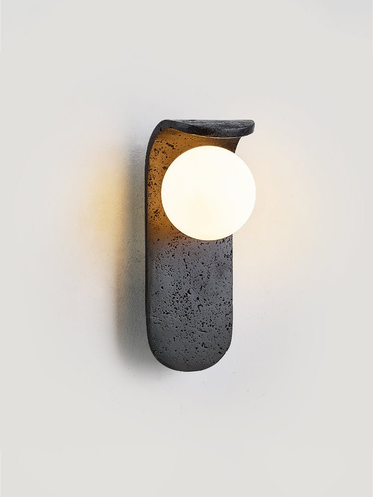 Serelora Black Travertine Orb Wall Sconce
