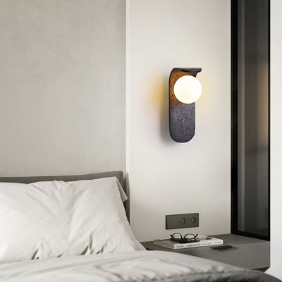 Serelora Black Travertine Orb Wall Sconce