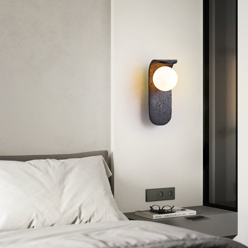 Serelora Black Travertine Orb Wall Sconce