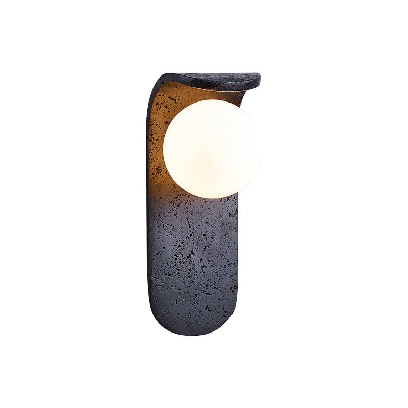 Serelora Black Travertine Orb Wall Sconce