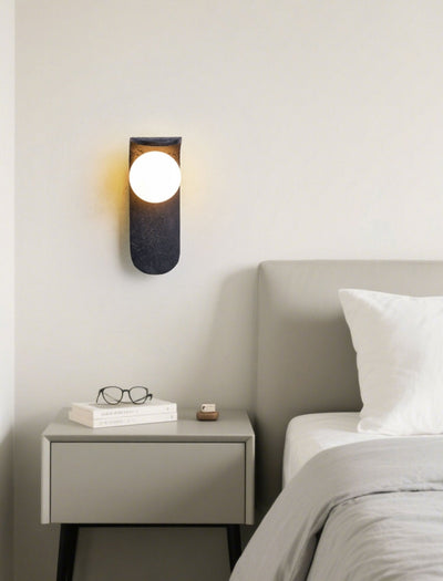 Serelora Black Travertine Orb Wall Sconce