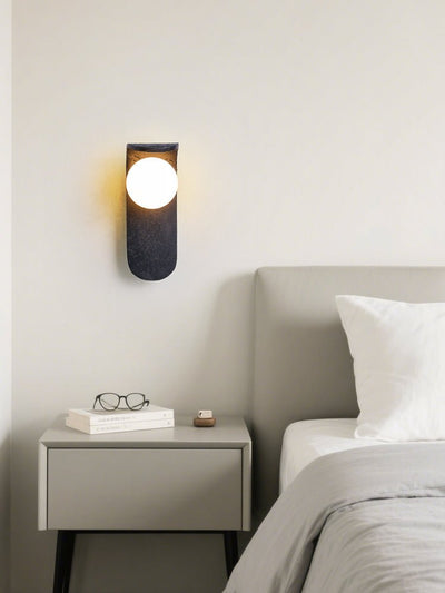 Serelora Black Travertine Orb Wall Sconce