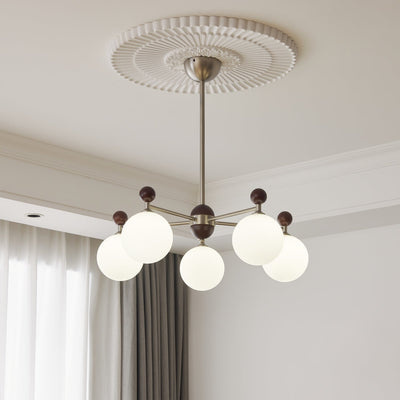 Cimirora Traditional Elegance Wood Glass Chandelier