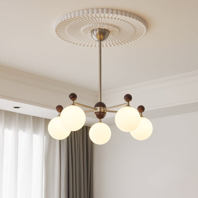 Cimirora Traditional Elegance Wood Glass Chandelier