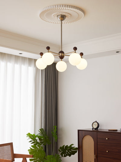 Cimirora Traditional Elegance Wood Glass Chandelier
