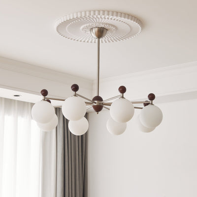 Cimirora Traditional Elegance Wood Glass Chandelier