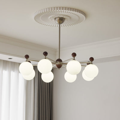 Cimirora Traditional Elegance Wood Glass Chandelier