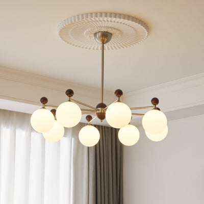 Cimirora Traditional Elegance Wood Glass Chandelier