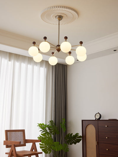 Cimirora Traditional Elegance Wood Glass Chandelier