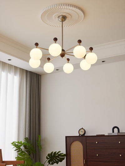 Cimirora Traditional Elegance Wood Glass Chandelier