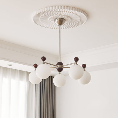 Cimirora Traditional Elegance Wood Glass Chandelier