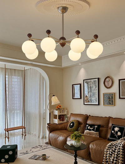 Cimirora Traditional Elegance Wood Glass Chandelier