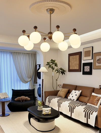 Cimirora Traditional Elegance Wood Glass Chandelier