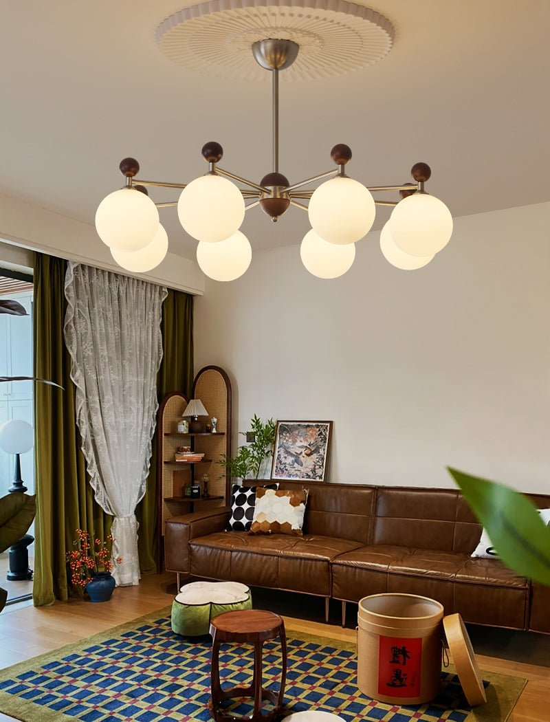 Cimirora Traditional Elegance Wood Glass Chandelier