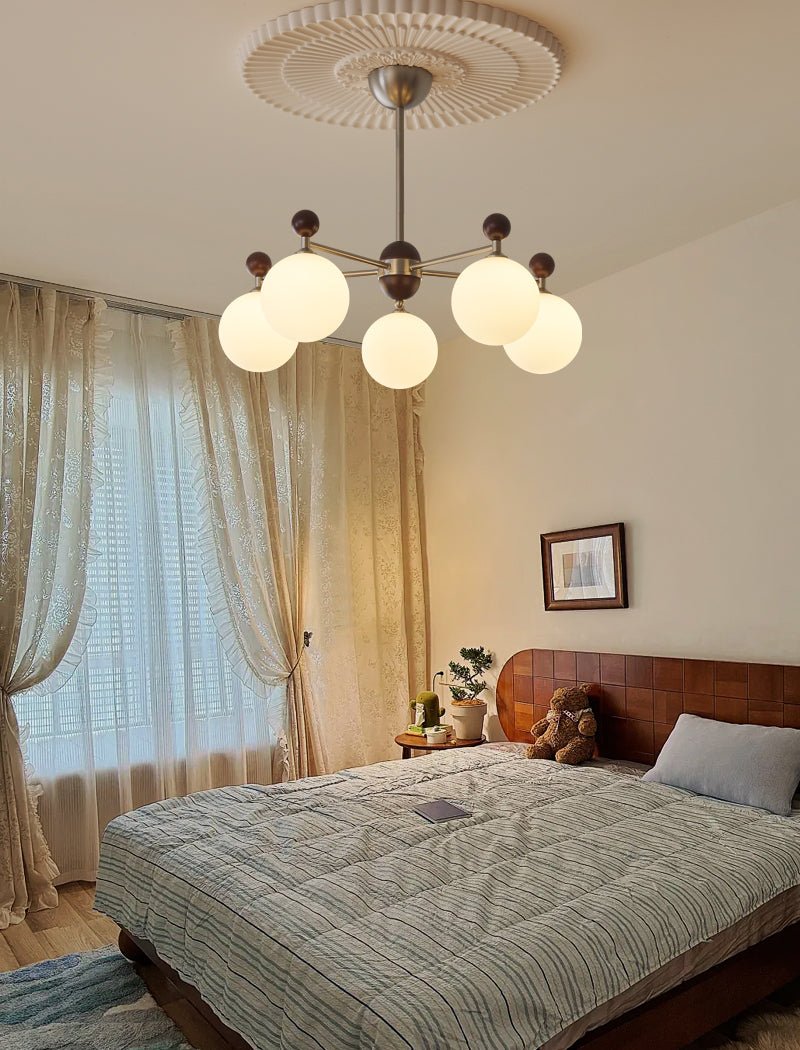 Cimirora Traditional Elegance Wood Glass Chandelier