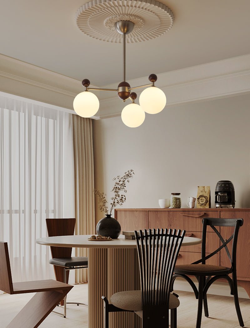 Cimirora Traditional Elegance Wood Glass Chandelier