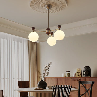 Cimirora Traditional Elegance Wood Glass Chandelier