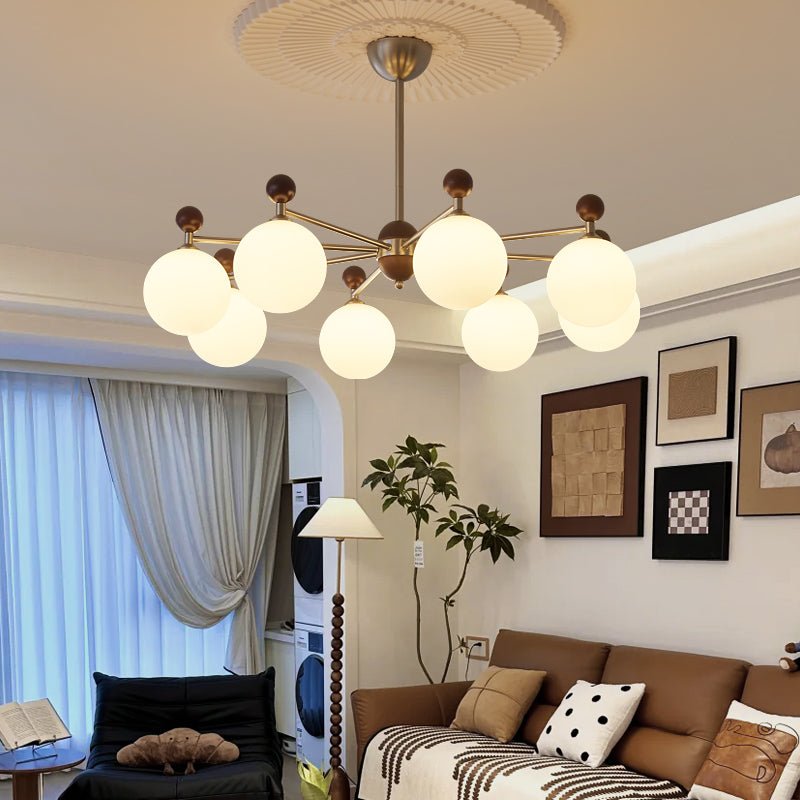 Cimirora Traditional Elegance Wood Glass Chandelier
