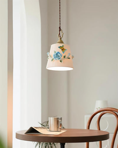 Eden Pendant Lamp Floral Butterfly Delight - Neutral Decor