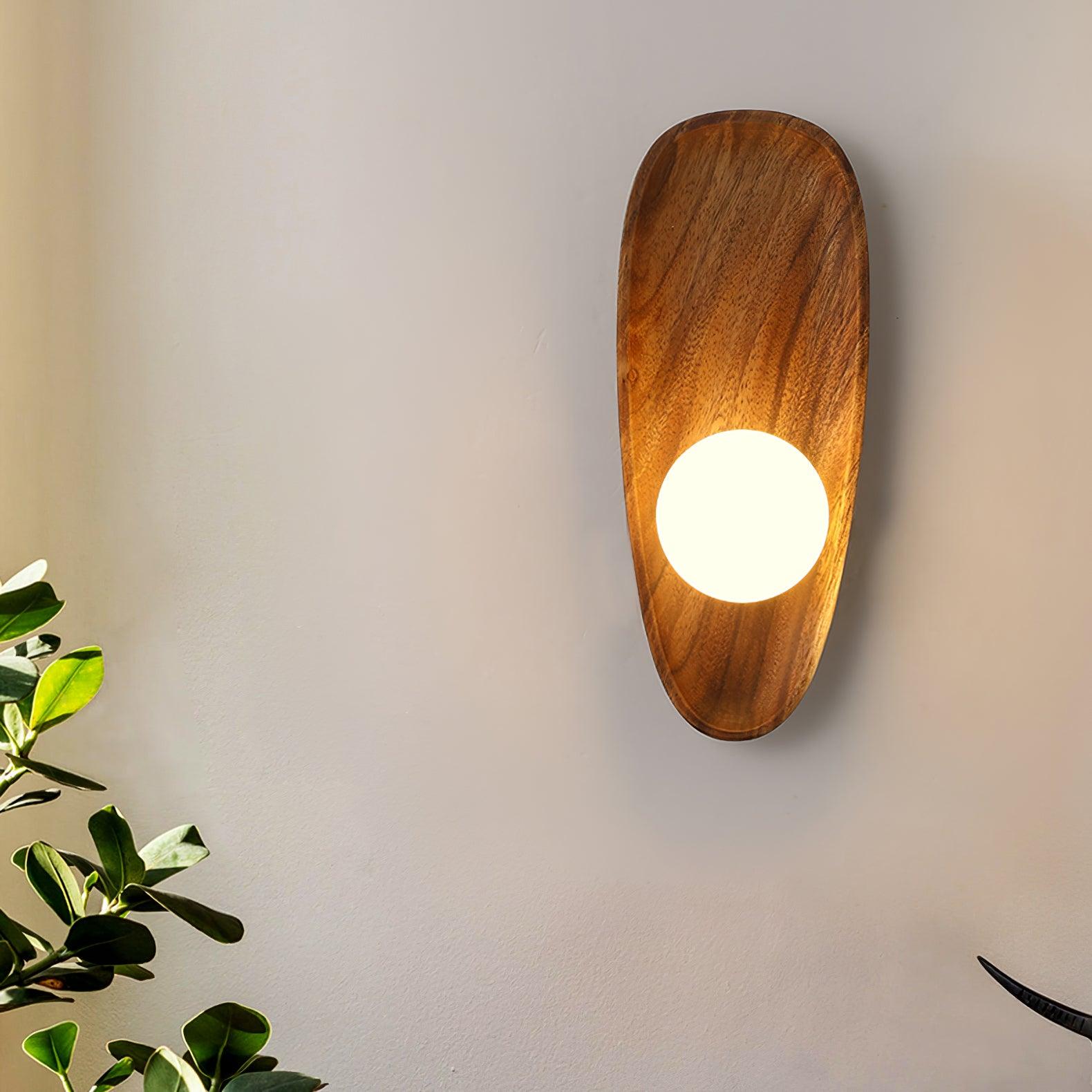 Sylaise Modern Minimalist Wood Glass Wall Lamp
