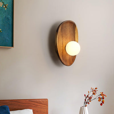 Sylaise Modern Minimalist Wood Glass Wall Lamp