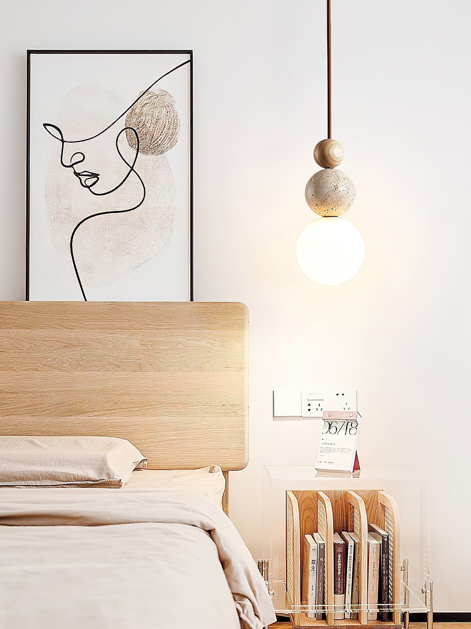 Bit Sphere-Cluster Travertine Pendant Light