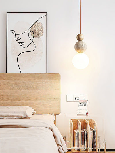 Bit Sphere-Cluster Travertine Pendant Light