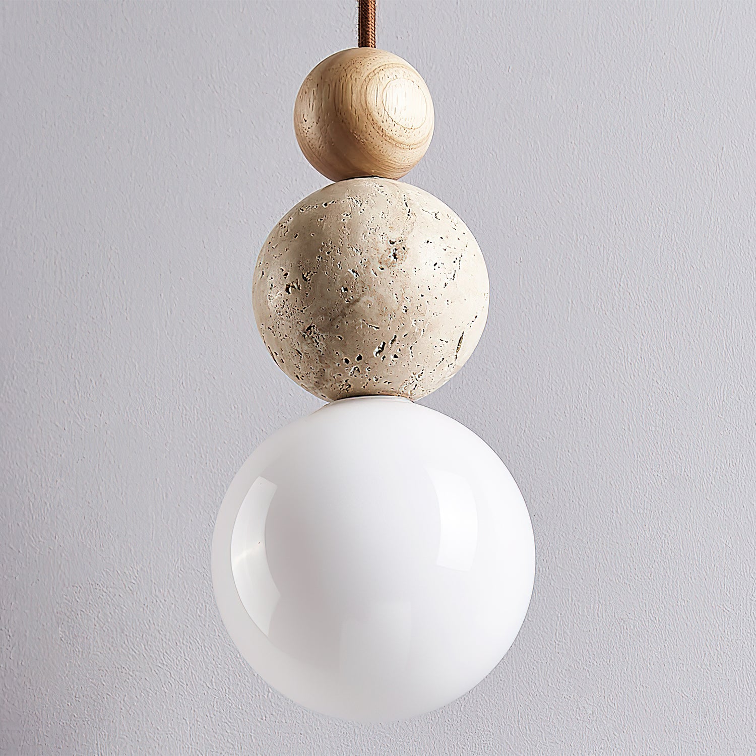 Bit Sphere-Cluster Travertine Pendant Light