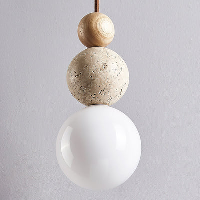 Bit Sphere-Cluster Travertine Pendant Light