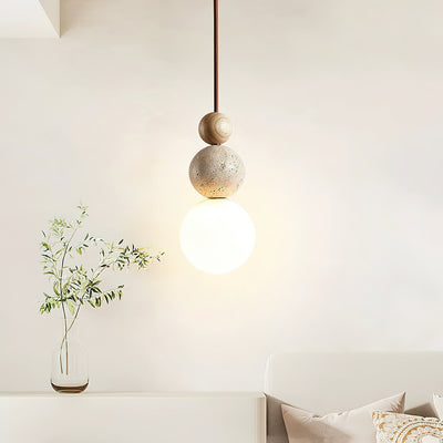 Bit Sphere-Cluster Travertine Pendant Light