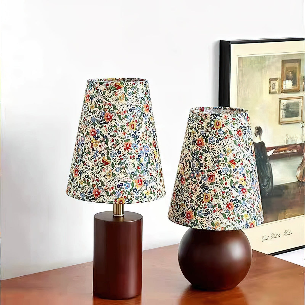 Elvivelia Vintage Wood Table Lamp