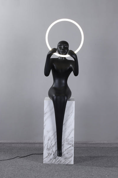 Orelaielle Sculptural Black Floor Lamp
