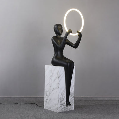 Orelaielle Sculptural Black Floor Lamp