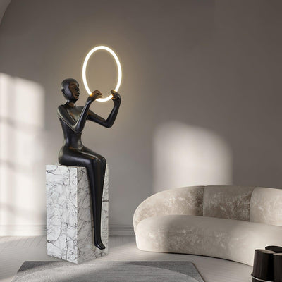 Orelaielle Sculptural Black Floor Lamp