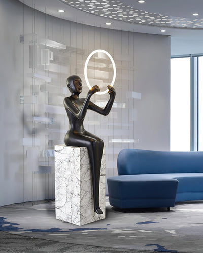 Orelaielle Sculptural Black Floor Lamp